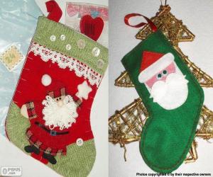 пазл Рождественские носки оформлены в Санта-Клауса